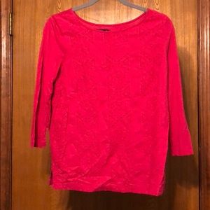 Pink 3/4 sleeve eyelet top